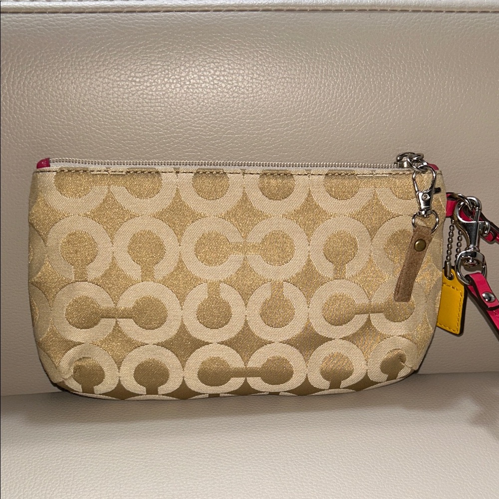 Coach Tan and Pink Wristlet Clutch - Picture 5 of 9